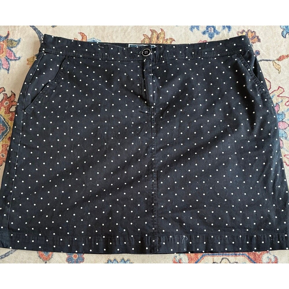 Karen Scott Petites Women's 16P Black White Polka Dot Cotton Skort Skirt